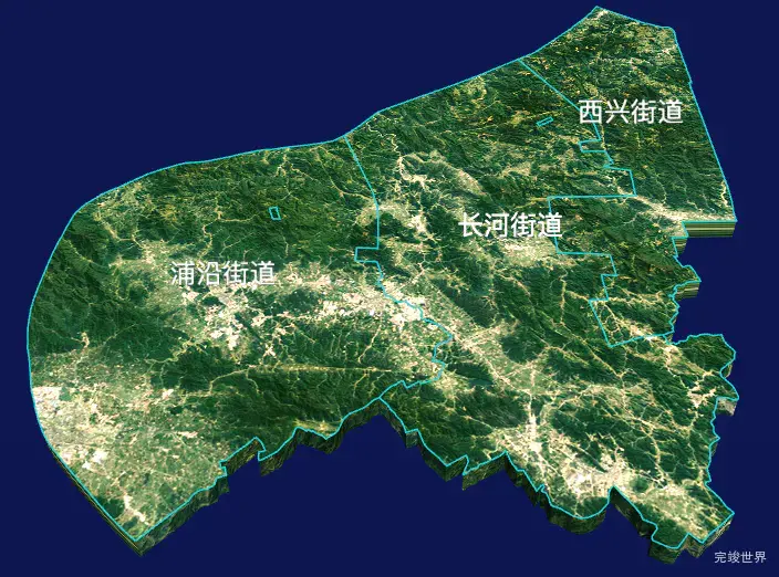 echarts杭州市滨江区geoJson地图3d地图自定义贴图-绿色地面